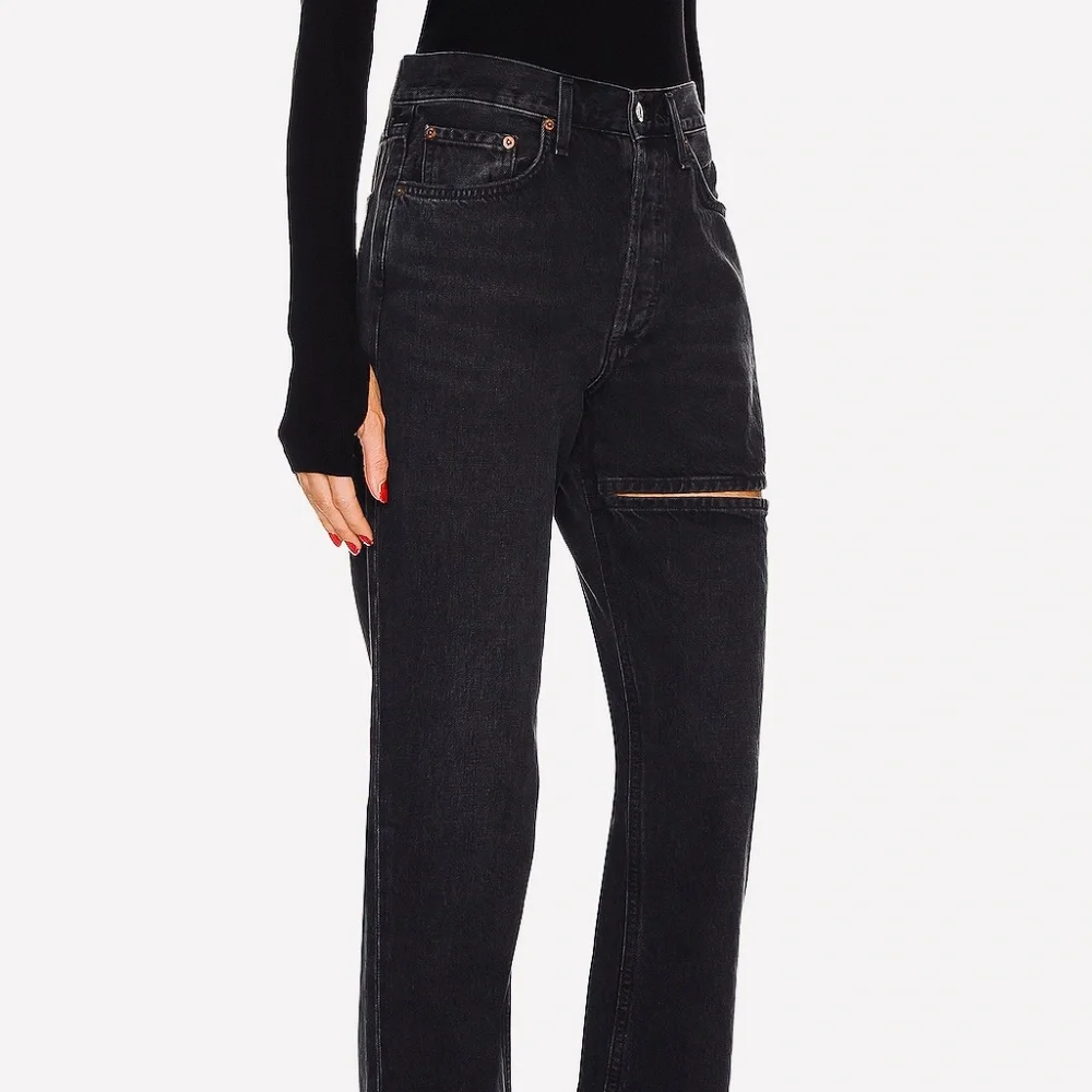 AGOLDE Lana Slice Mid Rise Vintage Straight Leg Jeans Color Decent